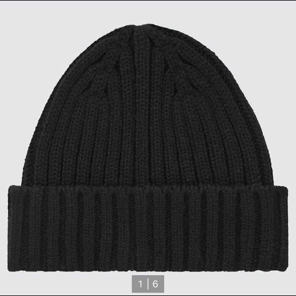 Uniqlo Heattech black ribbed beanie winter hat - Picture 1 of 9